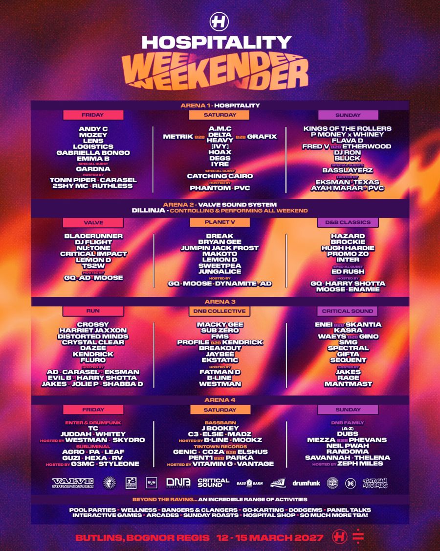Hospitality Weekender 2027 official line-up poster